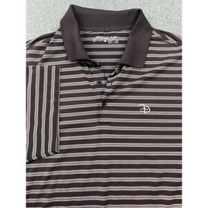 Nike Golf Dri Fit Walt Disney World Polo‎ Shirt Mens Large Brown Red Stripe